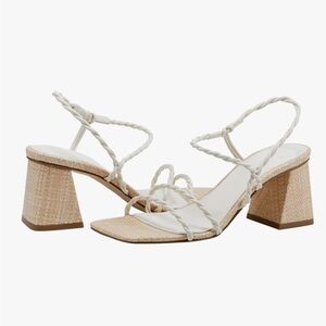 MARC FISHER  Block Heel Sandals Square Toe Braided Twisted Strap Size: 7.5